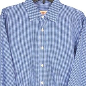 Brooks Brothers Red Fleece Mens Large Blue Gingham Button Down Shirt Long Sleeve